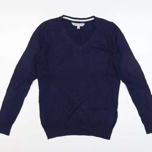 Crew Clothing Co. Women's Navy Blue UK 8 V-Neck Cotton Cashmere Jumper