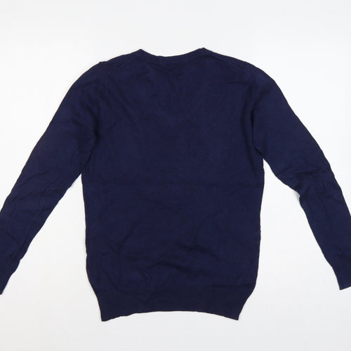 Crew Clothing Co. Women's Navy Blue UK 8 V-Neck Cotton Cashmere Jumper