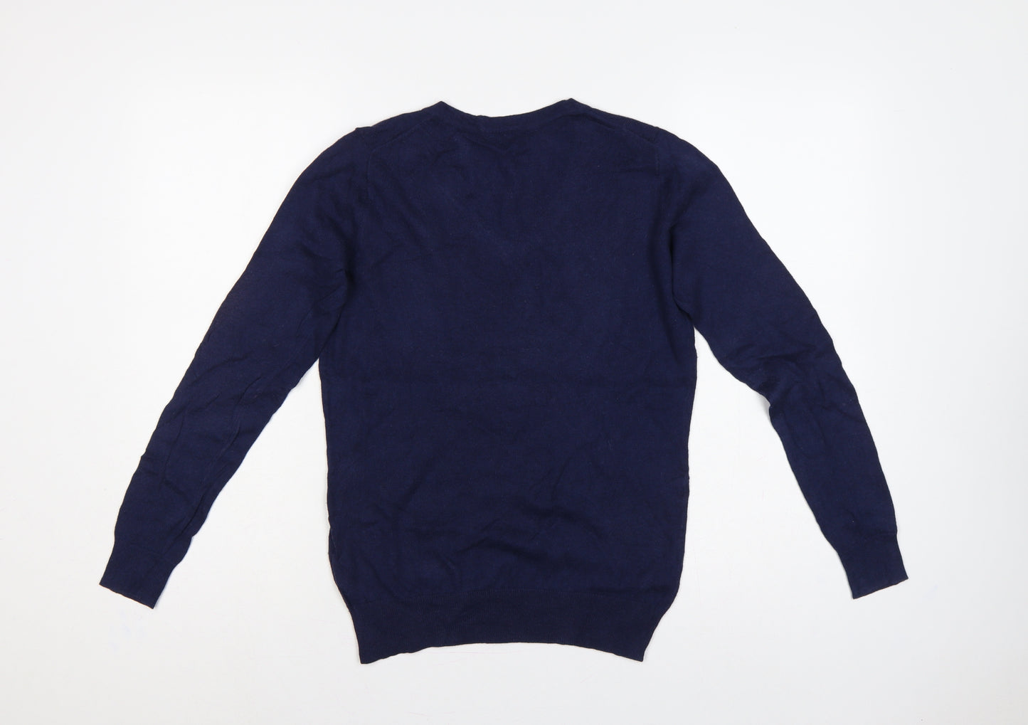Crew Clothing Co. Women's Navy Blue UK 8 V-Neck Cotton Cashmere Jumper