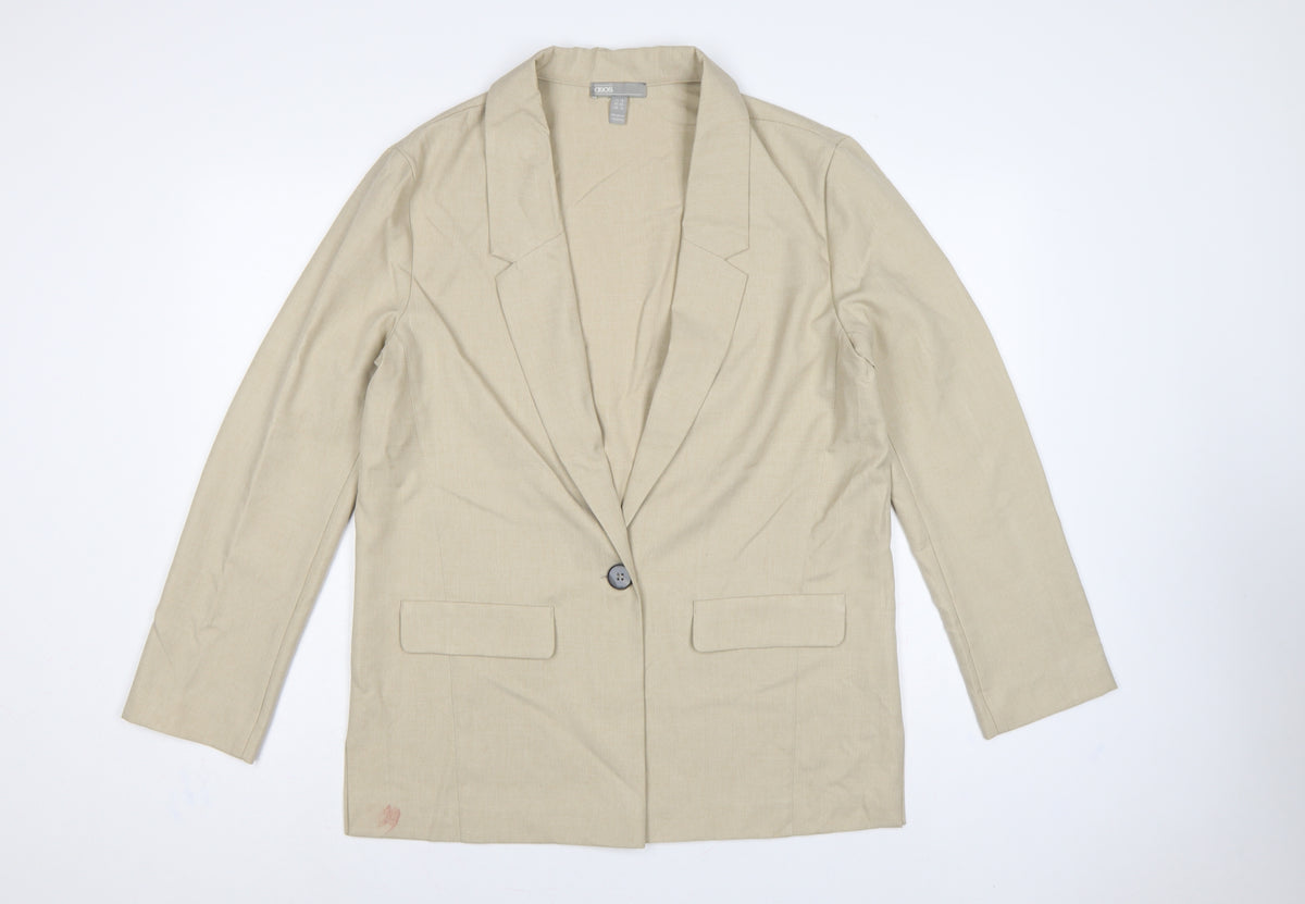ASOS Women Beige UK 12 Single-Breasted Tailored Blazer Jacket