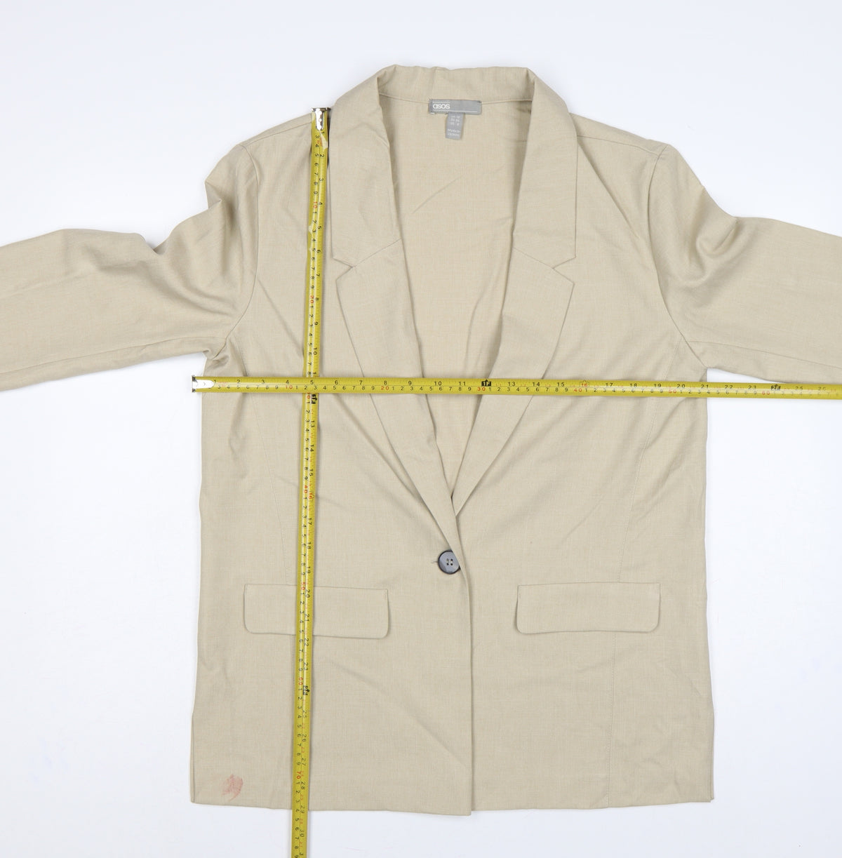 ASOS Women Beige UK 12 Single-Breasted Tailored Blazer Jacket