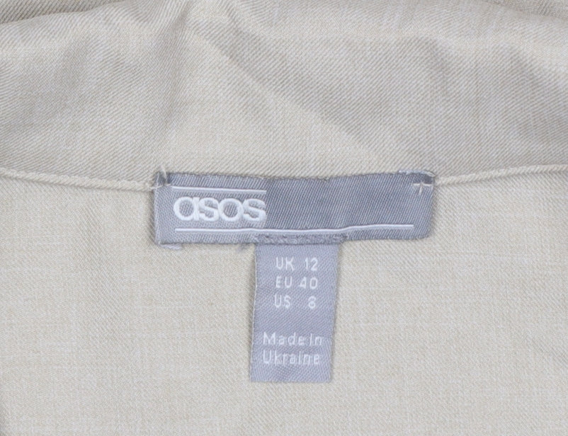 ASOS Women Beige UK 12 Single-Breasted Tailored Blazer Jacket