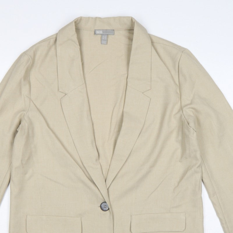 ASOS Women Beige UK 12 Single-Breasted Tailored Blazer Jacket