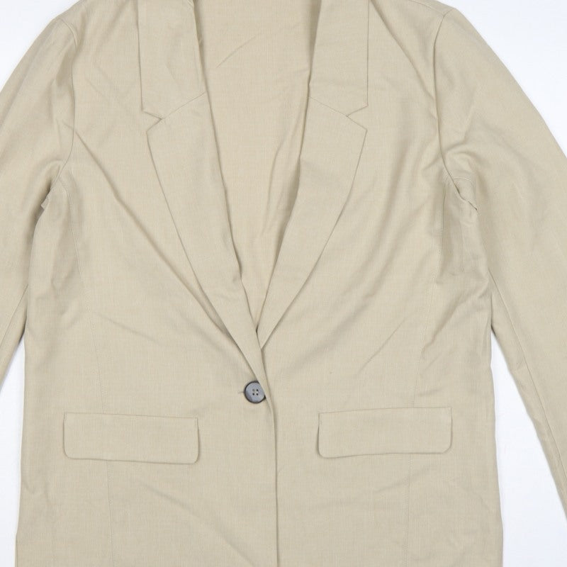 ASOS Women Beige UK 12 Single-Breasted Tailored Blazer Jacket