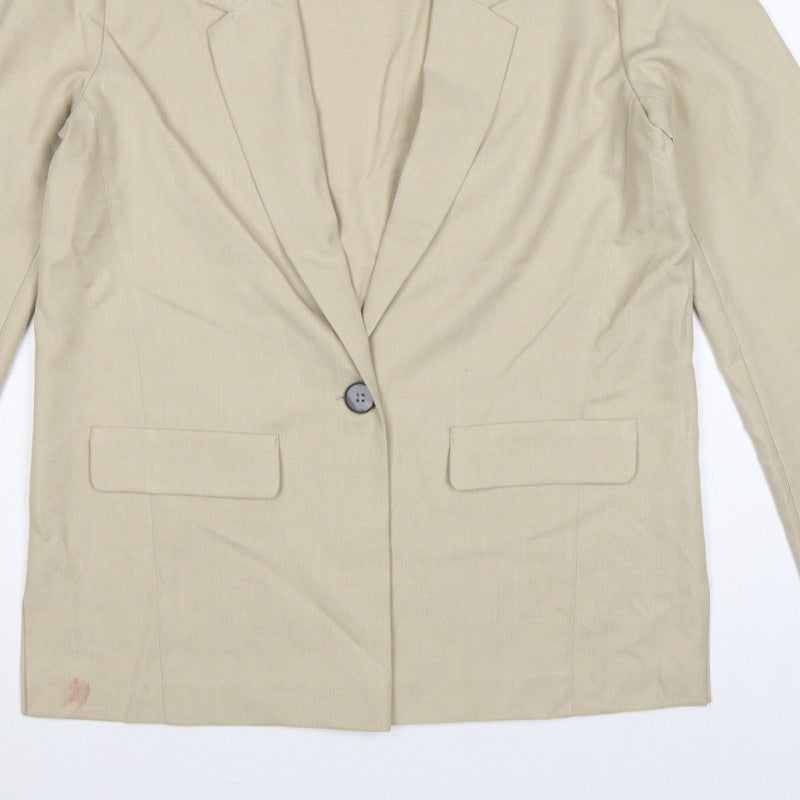 ASOS Women Beige UK 12 Single-Breasted Tailored Blazer Jacket