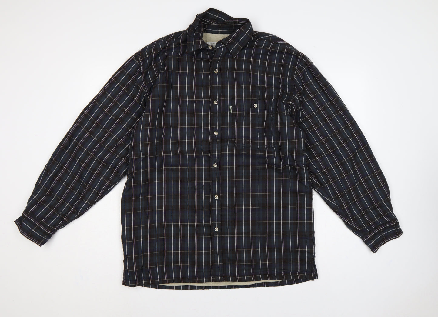 Champion Sherborne Men's Blue Check Lined Long Sleeve Button-Up Shirt M