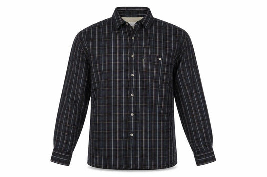 Front view of Champion Sherborne Men's Blue Check Lined Long Sleeve Button-Up Shirt M