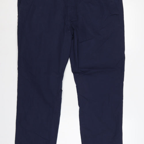 Marks and Spencer Men’s Navy 42in 33in Chino Straight Cotton Trousers