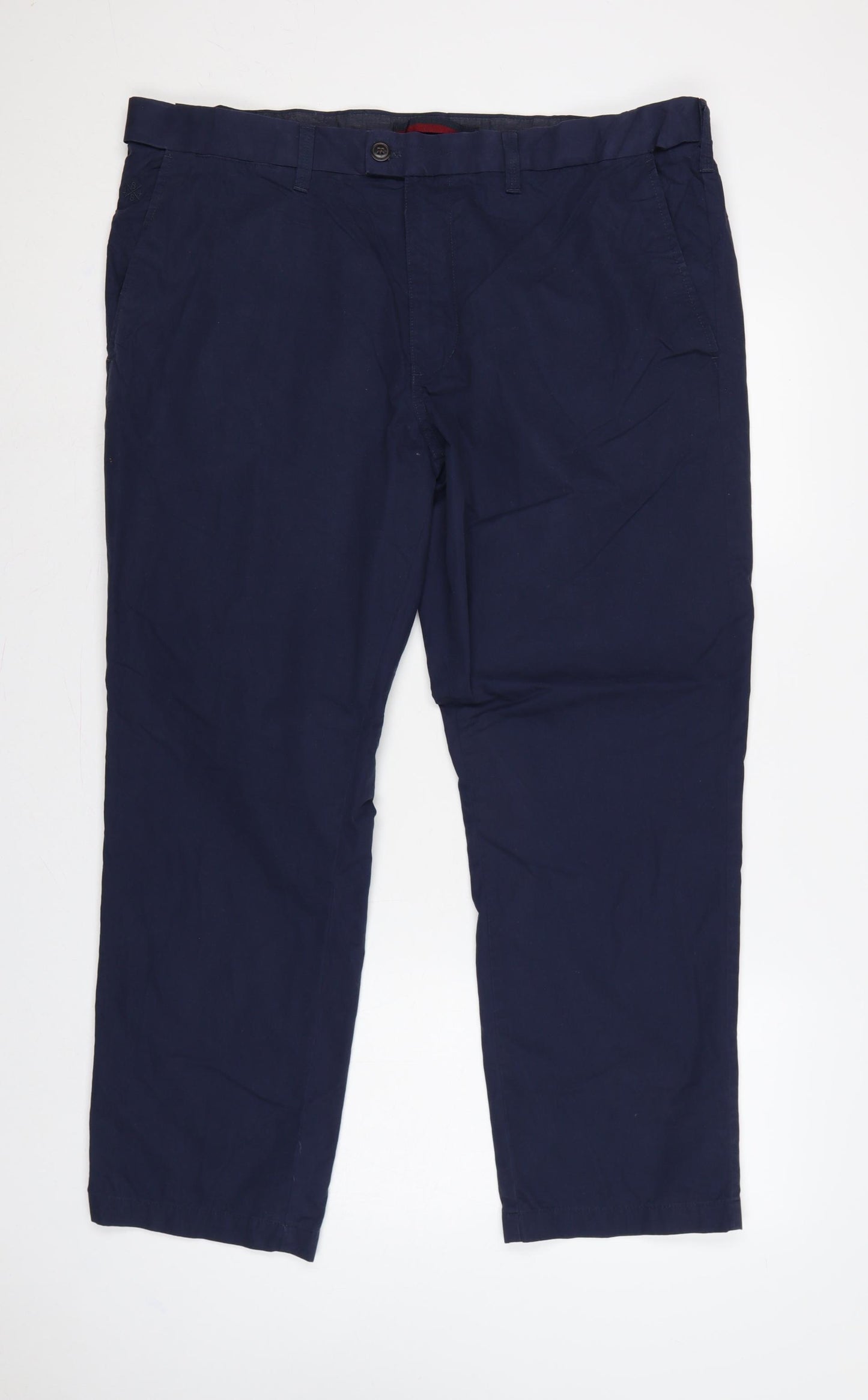 Marks and Spencer Men’s Navy 42in 33in Chino Straight Cotton Trousers