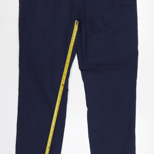 Marks and Spencer Men’s Navy 42in 33in Chino Straight Cotton Trousers
