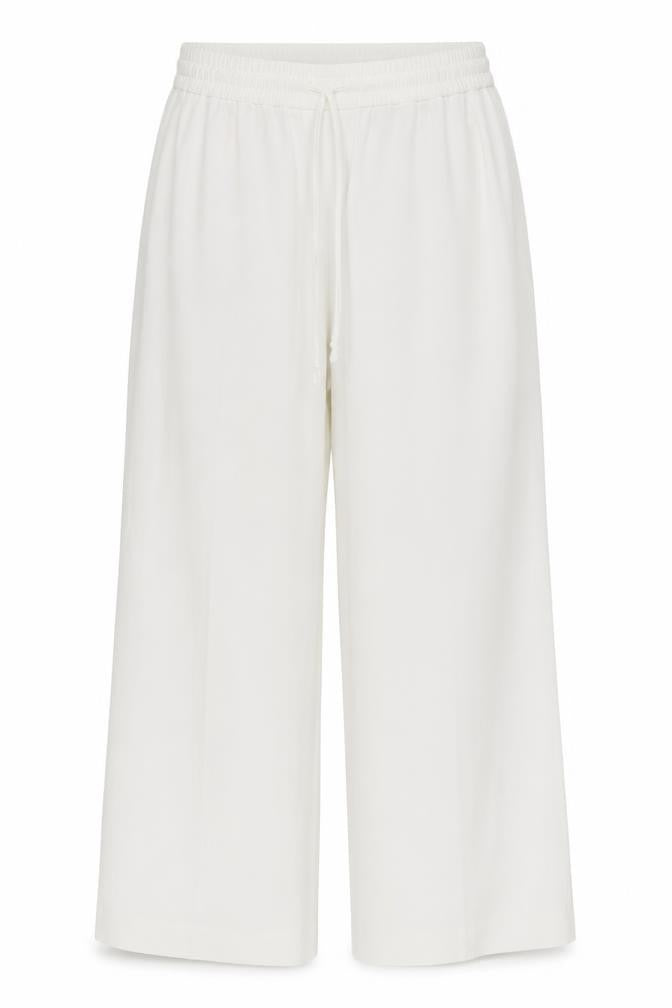 Front view of Marks & Spencer Women Ivory UK 10 Wide-Leg Drawstring Trousers