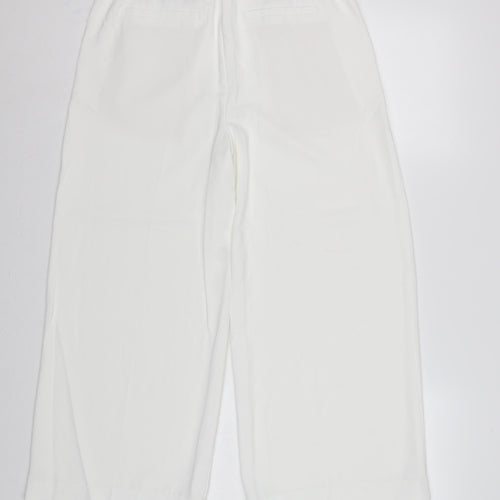 Marks & Spencer Women Ivory UK 10 Wide-Leg Drawstring Trousers