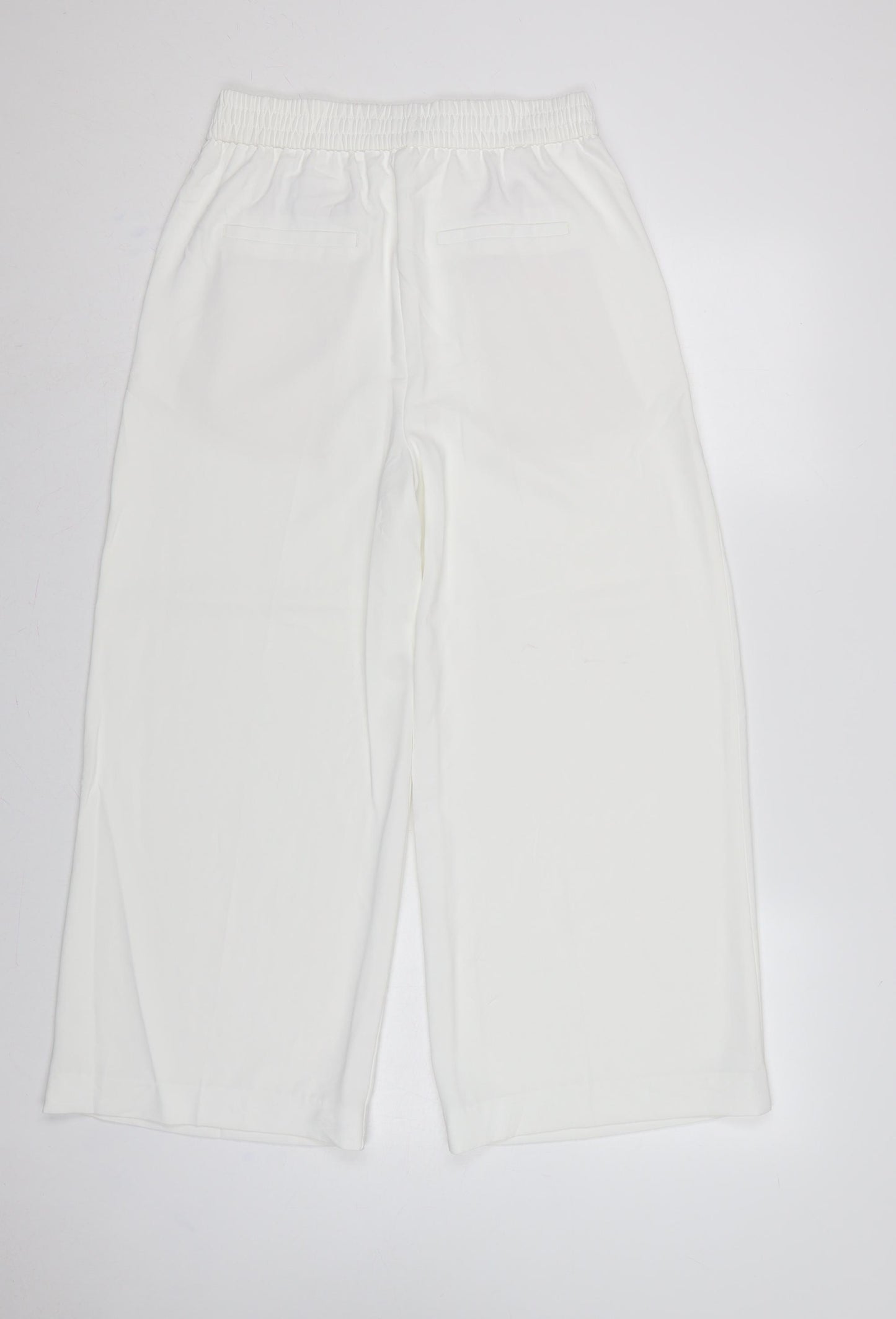 Marks & Spencer Women Ivory UK 10 Wide-Leg Drawstring Trousers