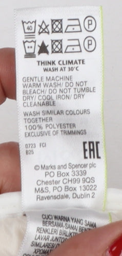 Marks & Spencer Women Ivory UK 10 Wide-Leg Drawstring Trousers