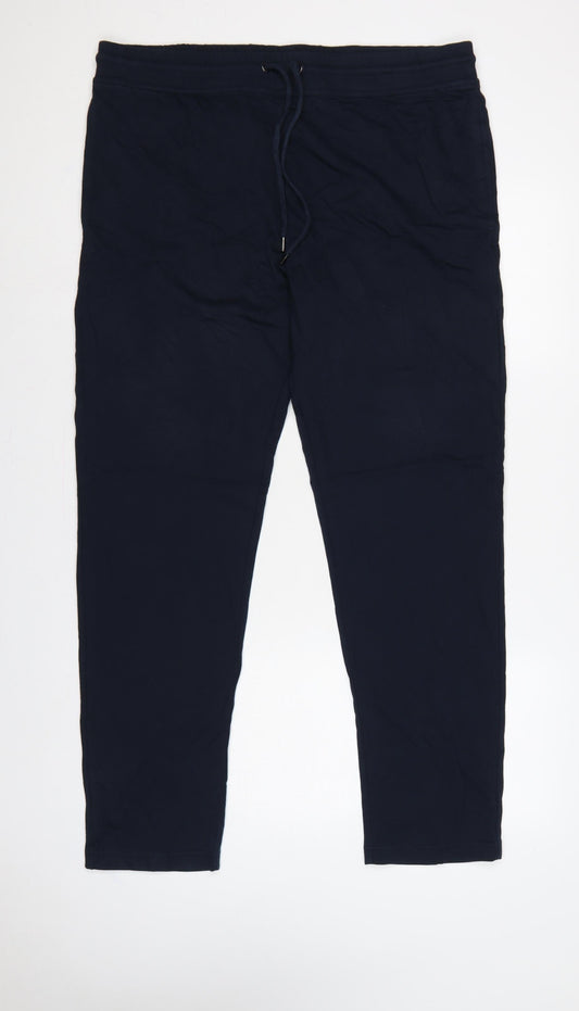 Marks and Spencer Men’s Blue XL Regular Cotton Blend Jogger Trousers