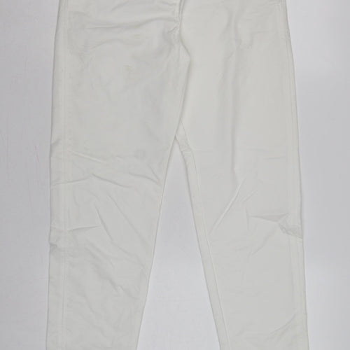 M&S Women’s White Size 8 Long Tapered Chino Trousers