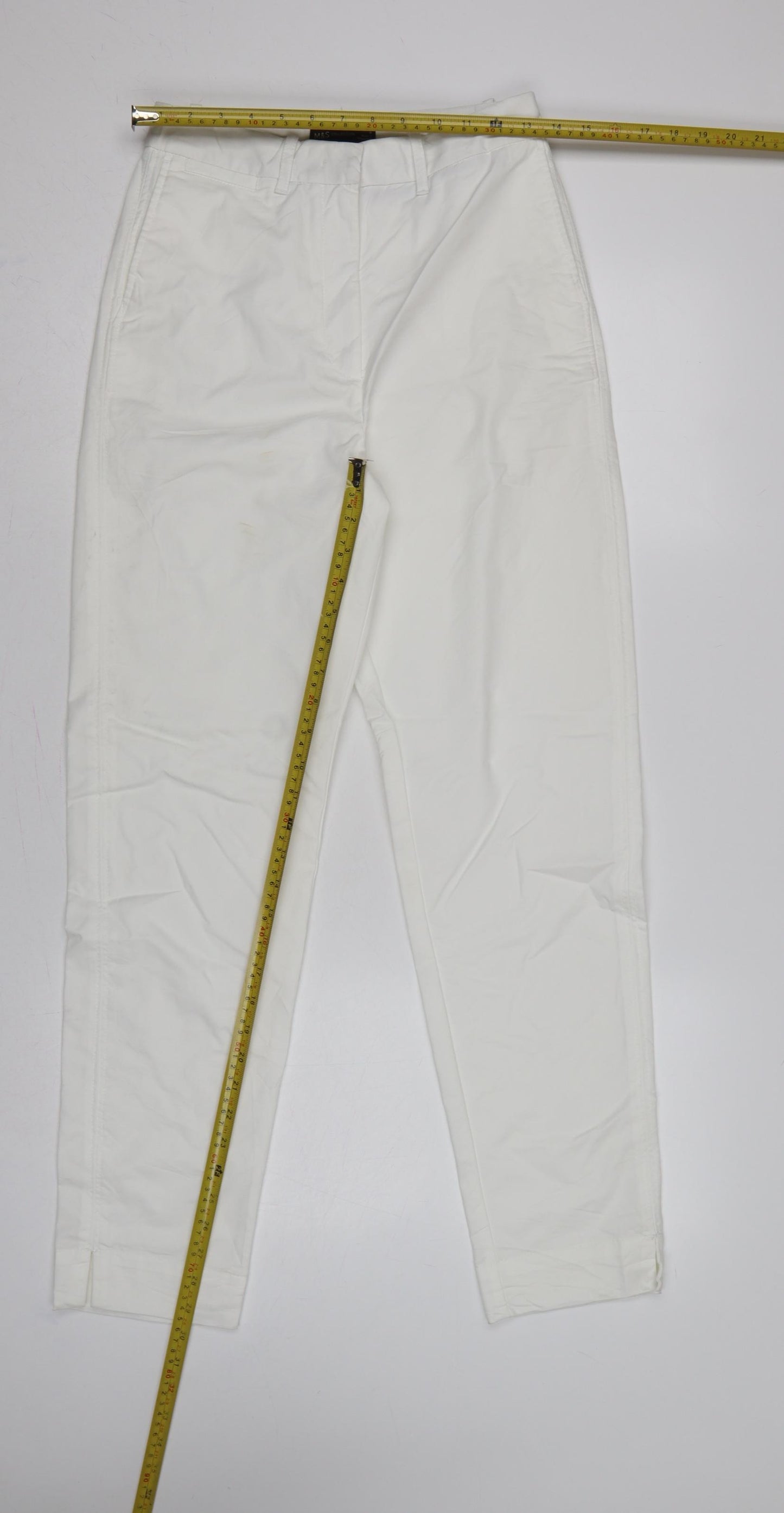 M&S Women’s White Size 8 Long Tapered Chino Trousers
