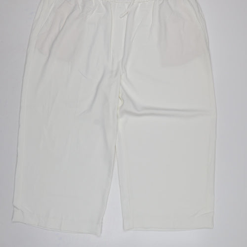M&S Women White UK 22 Cropped Wide-Leg Drawstring Trousers