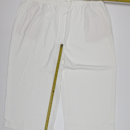 M&S Women White UK 22 Cropped Wide-Leg Drawstring Trousers
