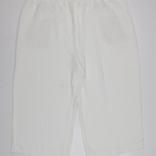 M&S Women White UK 22 Cropped Wide-Leg Drawstring Trousers