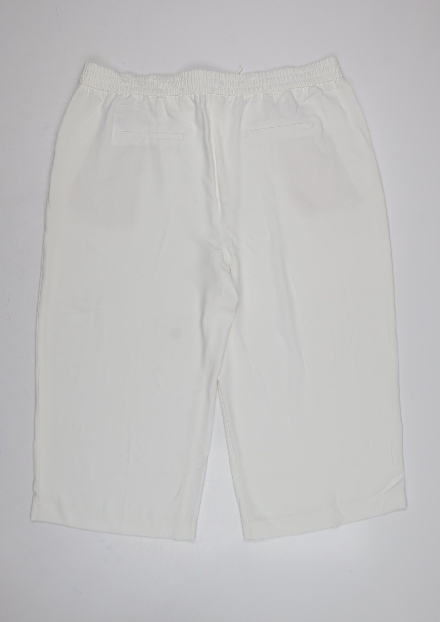 M&S Women White UK 22 Cropped Wide-Leg Drawstring Trousers