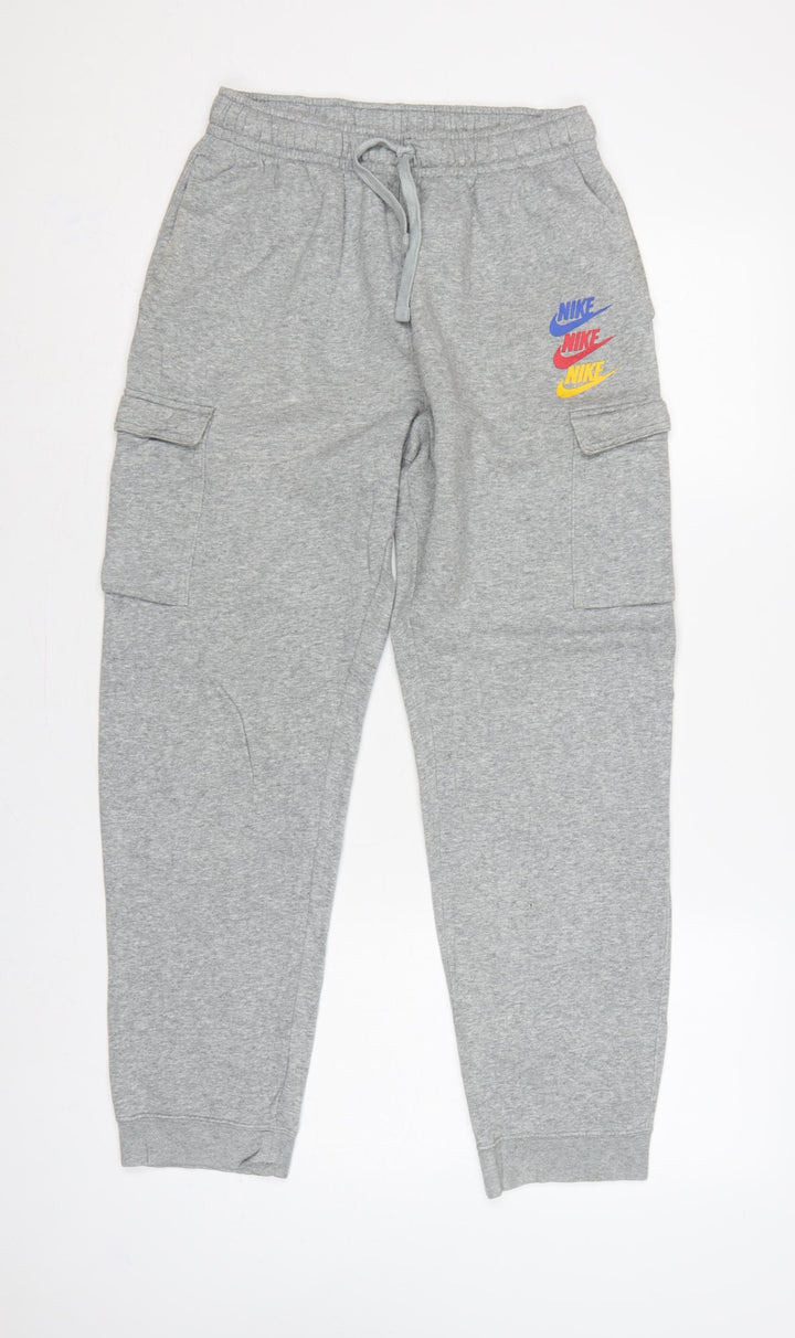 Nike Boys Grey XL 158-170cm Cargo Joggers Sweatpants Logo