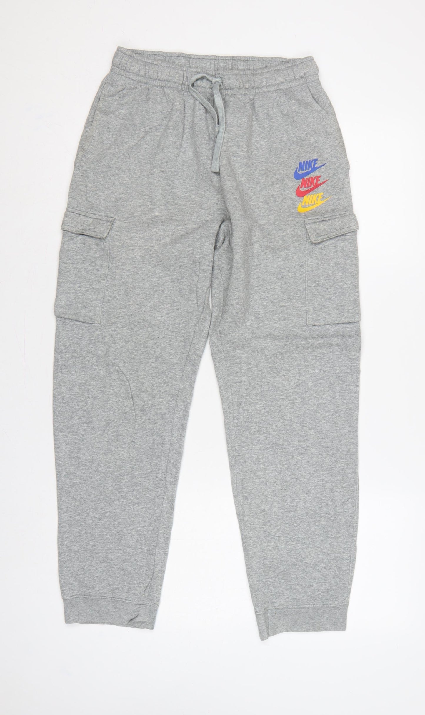 Nike Boys Grey XL 158-170cm Cargo Joggers Sweatpants Logo