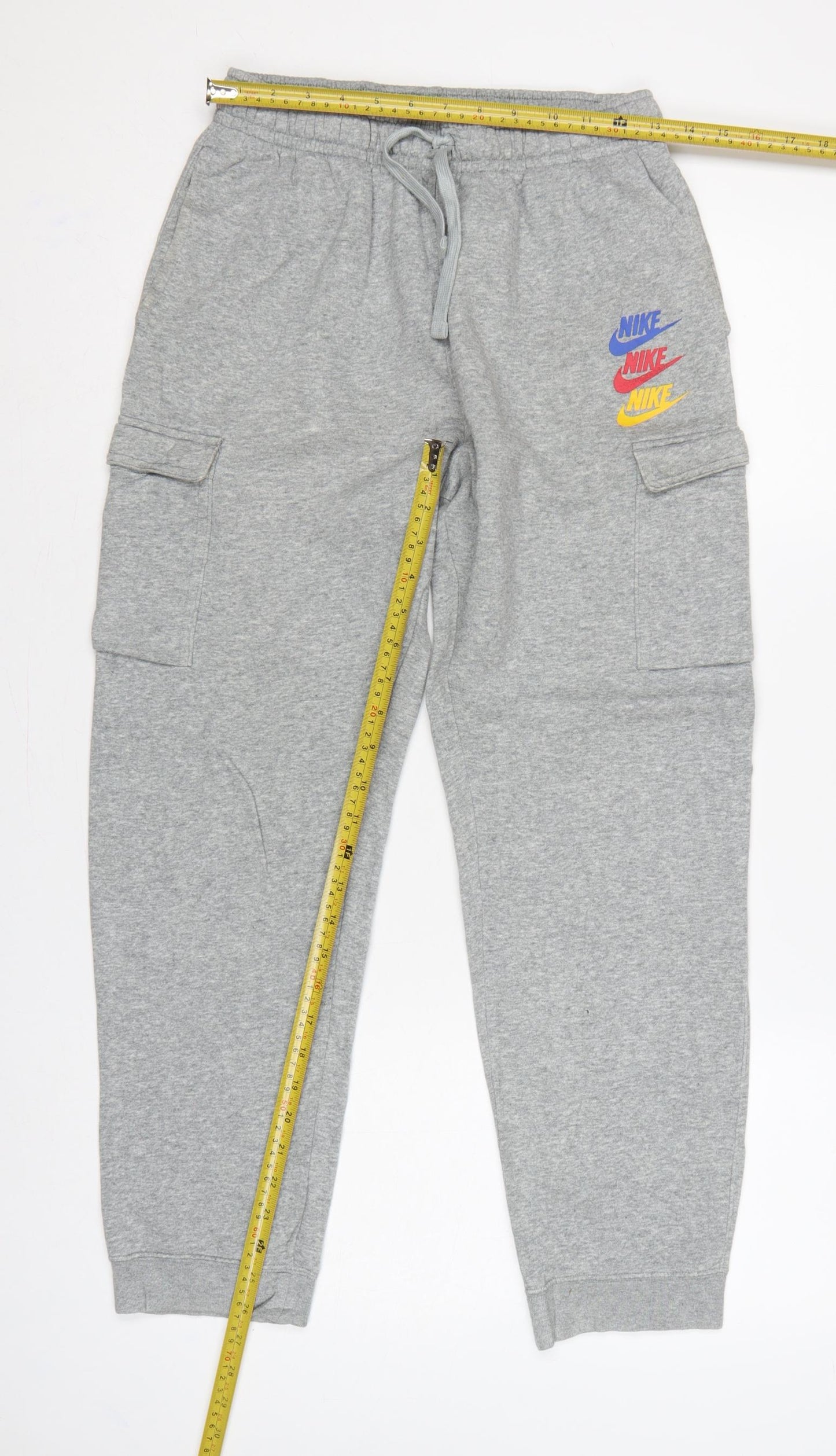 Nike Boys Grey XL 158-170cm Cargo Joggers Sweatpants Logo