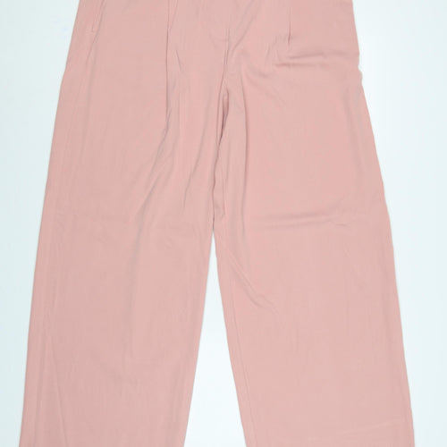 Marks and Spencer Women Pink UK 18 Wide-Leg Trousers Regular