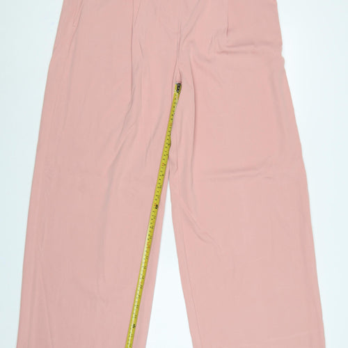 Marks and Spencer Women Pink UK 18 Wide-Leg Trousers Regular