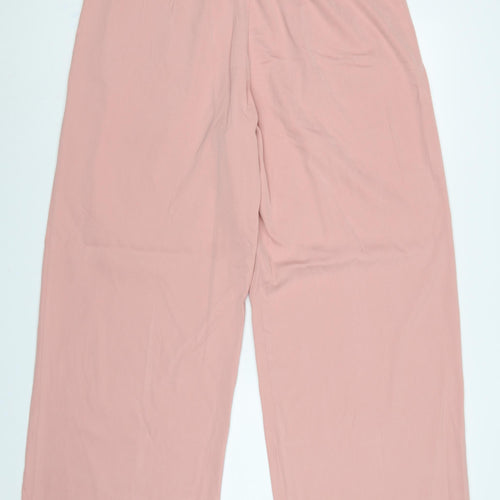 Marks and Spencer Women Pink UK 18 Wide-Leg Trousers Regular
