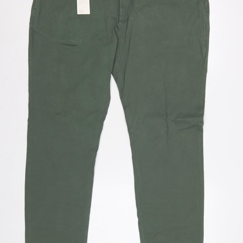 Marks & Spencer Men Green 40 33 Slim Ultimate Chino Trousers