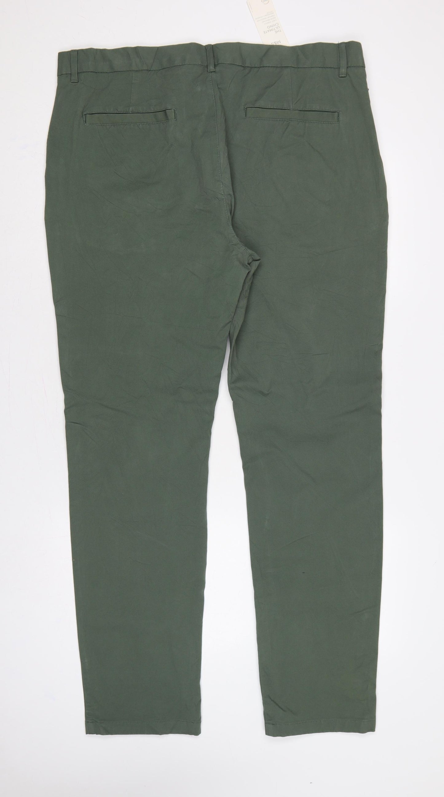 Marks & Spencer Men Green 40 33 Slim Ultimate Chino Trousers