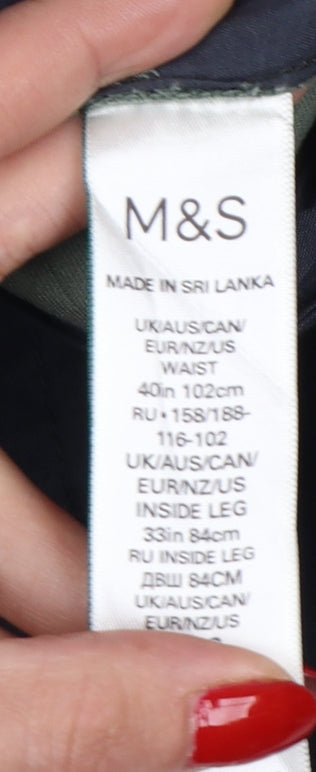 Marks & Spencer Men Green 40 33 Slim Ultimate Chino Trousers