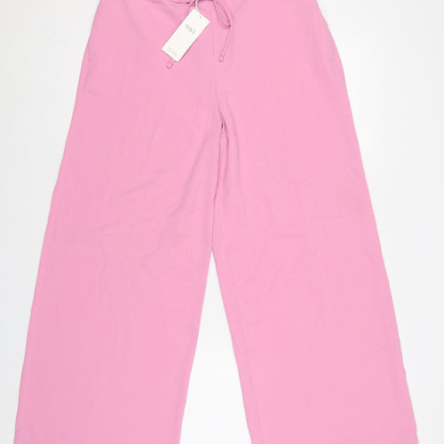 Marks and Spencer Women's Pink UK 12 Wide-Leg Drawstring Trousers