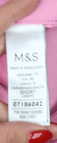 Marks and Spencer Women's Pink UK 12 Wide-Leg Drawstring Trousers