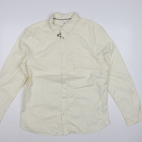Marks and Spencer Men’s Ivory L Regular Cotton Button-Down Shirt