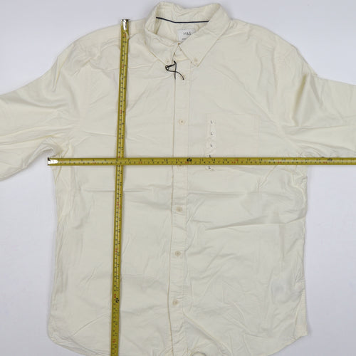 Marks and Spencer Men’s Ivory L Regular Cotton Button-Down Shirt