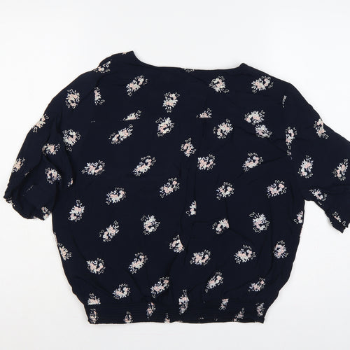 Jack Wills Women Blue Floral V-Neck Button Blouse UK 12