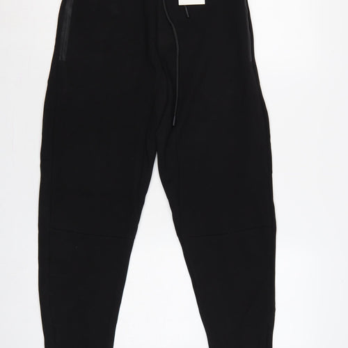 Zara Women Black Size S Tapered Jogger Trousers Zip Pockets