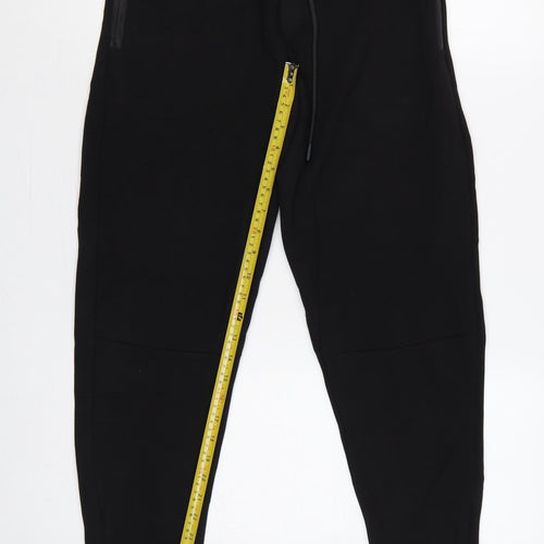 Zara Women Black Size S Tapered Jogger Trousers Zip Pockets