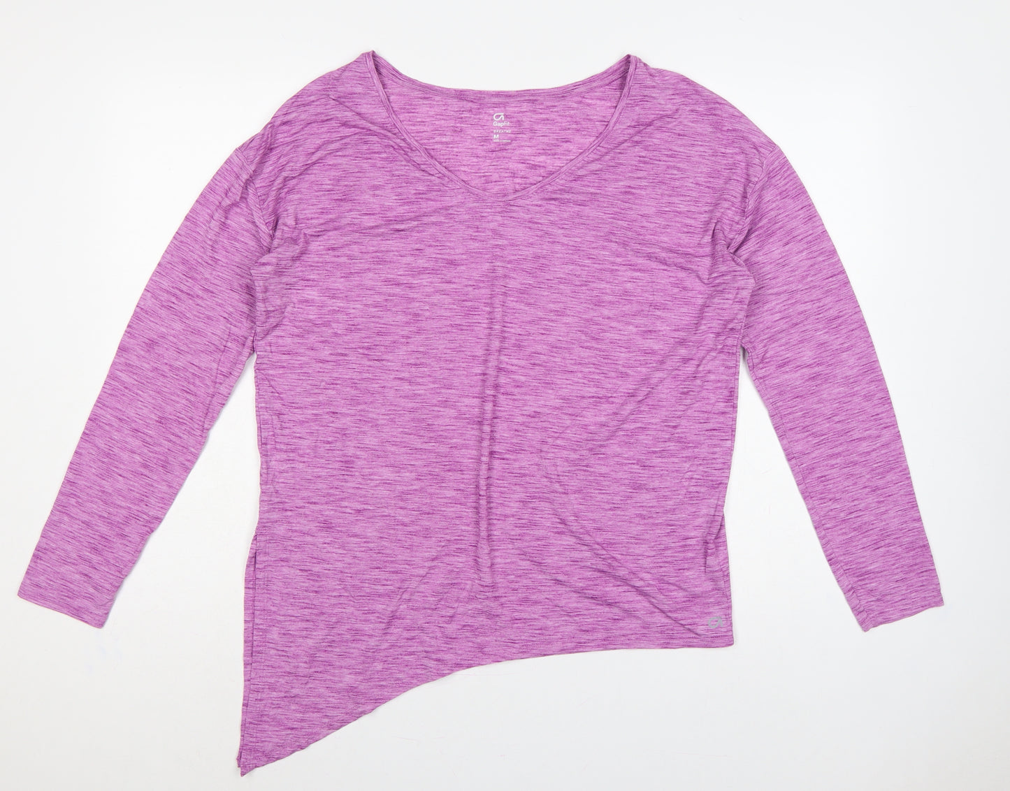 GapFit Women Purple M Breathe V-Neck Long Sleeve Activewear T-Shirt