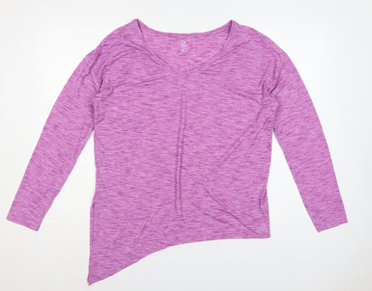 GapFit Women Purple M Breathe V-Neck Long Sleeve Activewear T-Shirt