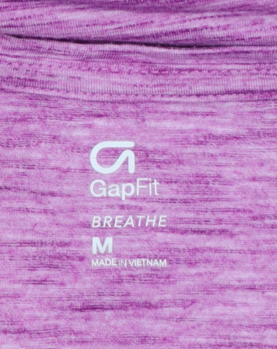 GapFit Women Purple M Breathe V-Neck Long Sleeve Activewear T-Shirt