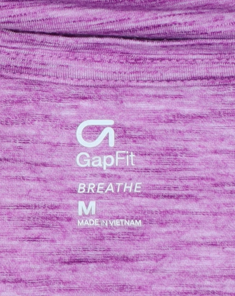 GapFit Women Purple M Breathe V-Neck Long Sleeve Activewear T-Shirt