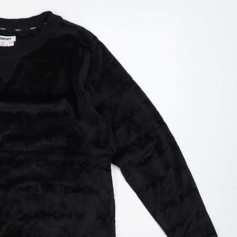 Additional view of DKNY Women’s Black M Logo Velour Pullover Sweatshirt