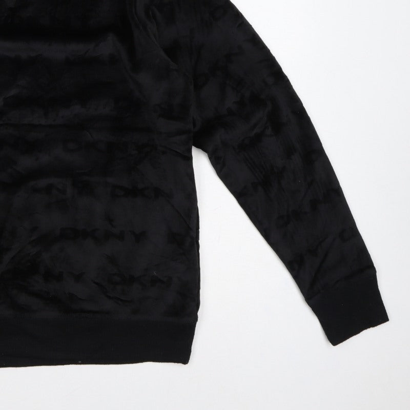 Additional view of DKNY Women’s Black M Logo Velour Pullover Sweatshirt