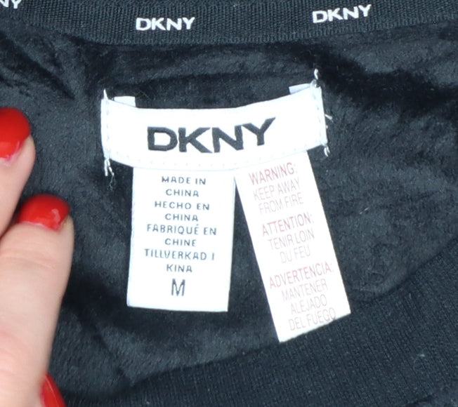 Additional view of DKNY Women’s Black M Logo Velour Pullover Sweatshirt