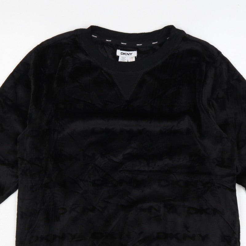 Additional view of DKNY Women’s Black M Logo Velour Pullover Sweatshirt