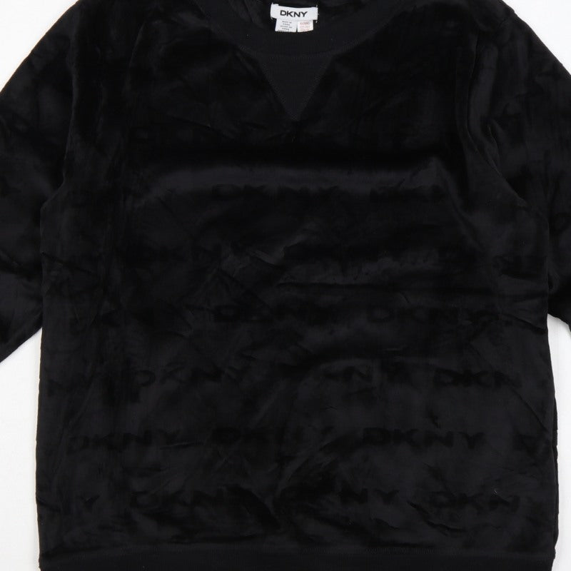 Additional view of DKNY Women’s Black M Logo Velour Pullover Sweatshirt